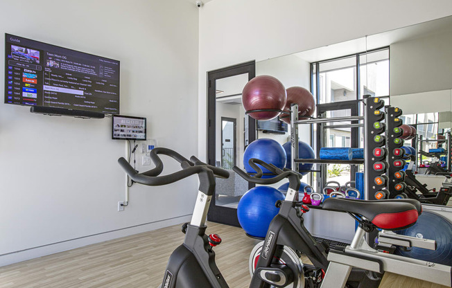 Fitness center at Senderos at South Mountain in Phoenix AZ September 2020