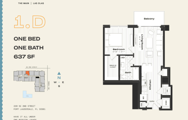 1 bed, 1 bath, 637 sqft, $2,863