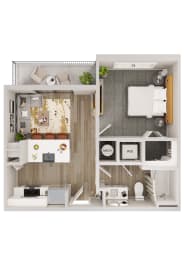 1 bed, 1 bath, 671 sqft, $1,319