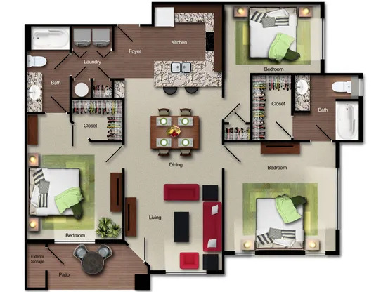 3 beds, 2 baths, 1,244 sqft, $1,991