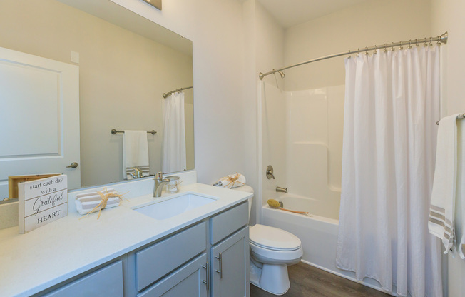 a shower curtain next to a sink