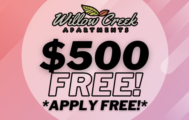 $500 FREE! APPLY TODAY! PET FRIENDLY!