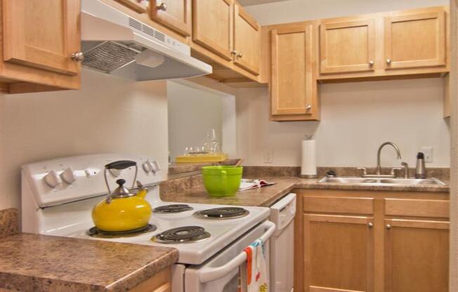 Kitchen at Lakecrest Apartments, PRG Real Estate Management, Greenville, SC