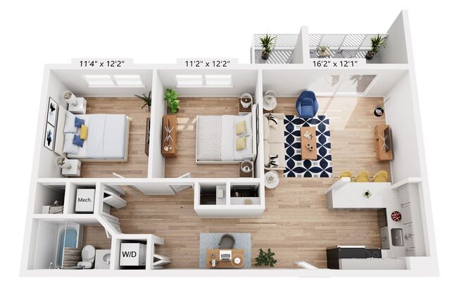 2 beds, 1 bath, 766 sqft, $1,749, Unit S212