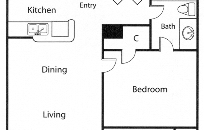 1 bed, 1 bath, 686 sqft, $1,933, Unit 447-108