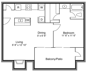 1 bed, 1 bath, 632 sqft, $809