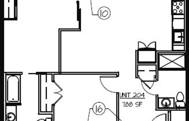 2 beds, 2 baths, 788 sqft, $1,600, Unit Unit 204