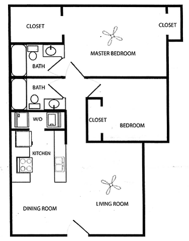 2 Bedroom Floor Plan | Apartments For Rent In Phoenix, AZ | Pavilions on Central Apartments