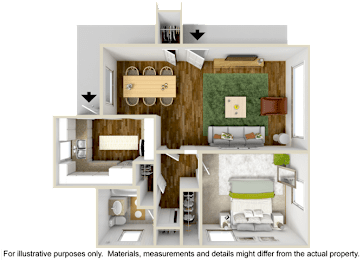  Floor Plan 1 Bedroom 1 Bath