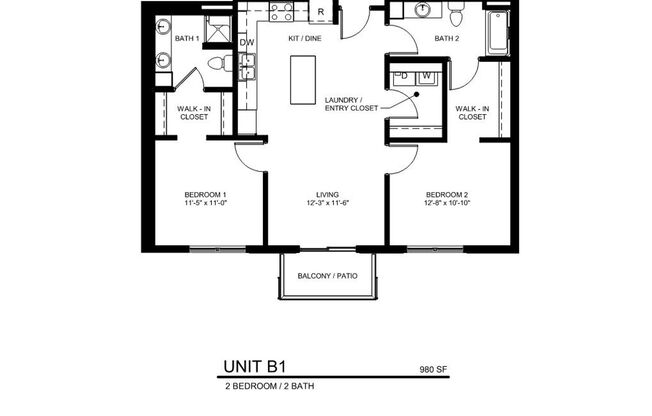 2 beds, 2 baths, 980 sqft, $1,937, Unit 423