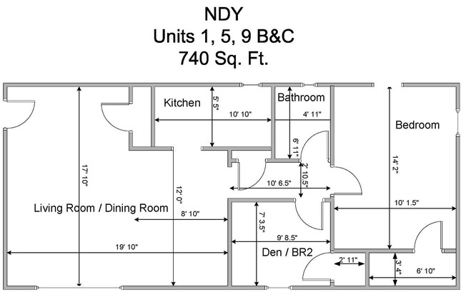 2 beds, 1 bath, 710 sqft, $1,570, Unit 09C