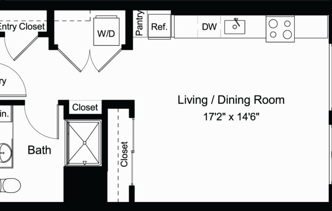 Studio, 1 bath, 554 sqft, $1,740, Unit 612