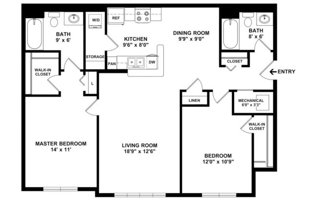 2 beds, 2 baths, 1,070 sqft, $2,690