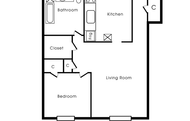 1 bed, 1 bath, $680, Unit 317