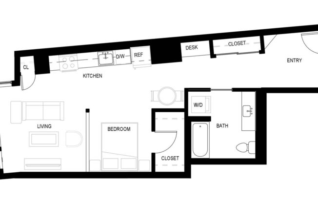 Studio, 1 bath, 693 sqft, $2,278