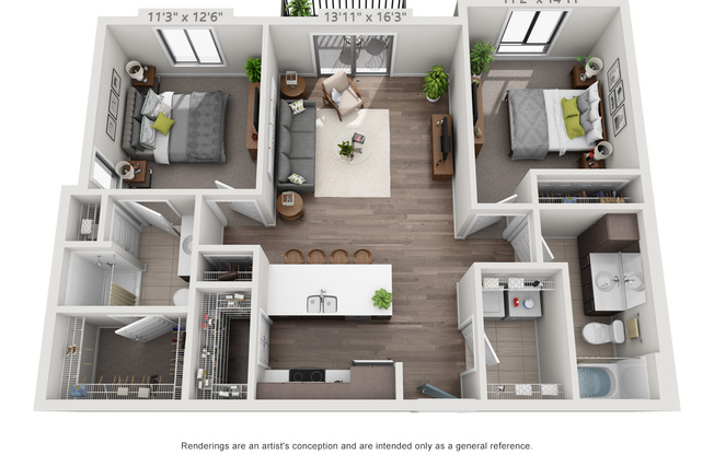 2 beds, 2 baths, 1,058 sqft, $1,470, Unit 202