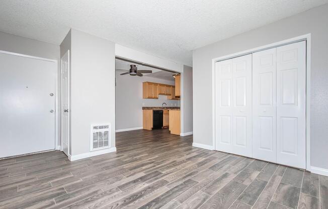 a room with a wooden floor