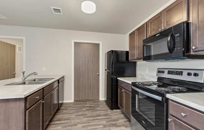 kitchen with black appliances