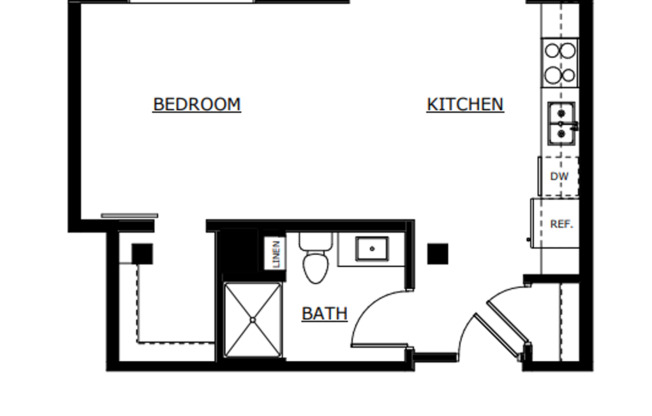 Studio, 1 bath, 436 sqft, $999