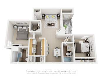 2 beds, 2 baths, 899 sqft, $1,596