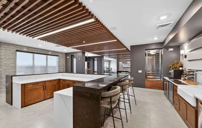 Clubhouse Kitchen with barstools