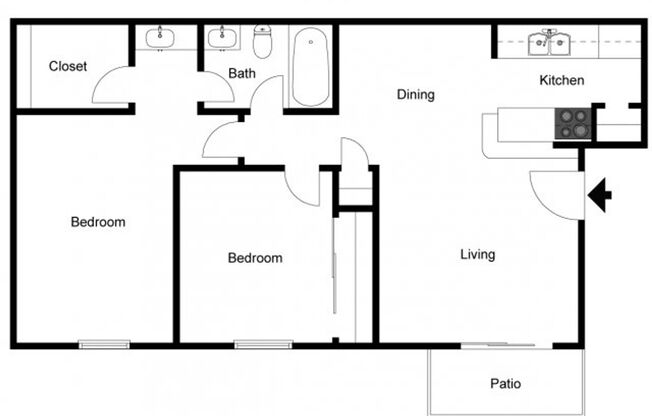 2 beds, 1 bath, 800 sqft, $1,199, Unit 1023