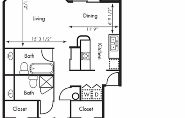 2 beds, 2 baths, 1,133 sqft, $1,835