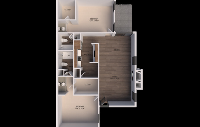 2 beds, 2 baths, 1,033 sqft, $1,059, Unit 1721