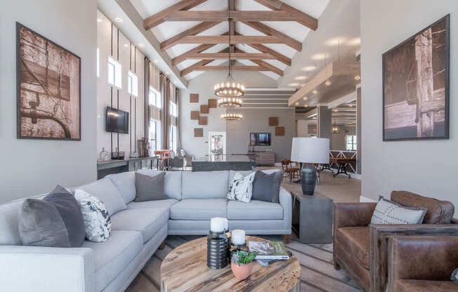 a living room with couches and a coffee table