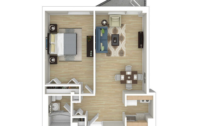 Type2-1BR: Beds - 1: Baths - 4: SqFt Range - 608 to 608