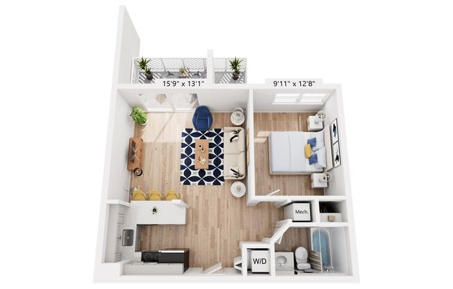 1 bed, 1 bath, 558 sqft, $1,800, Unit S405