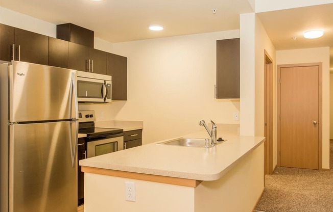 Fully Equipped Kitchen with Refrigerator, Microwave and Dishwasher
