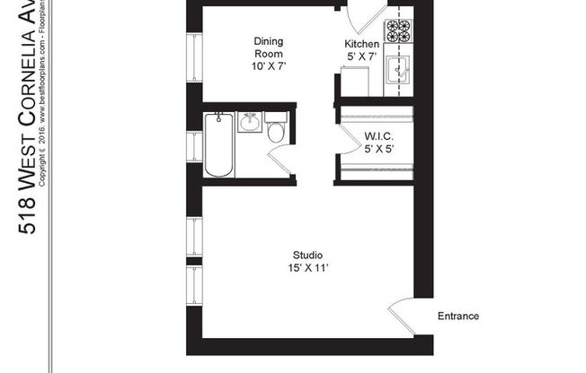 Studio, 1 bath, 445 sqft, $1,550, Unit 518-216