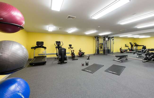 Fitness Center With Yoga/Stretch Area at 735 Truman, Hyde Park, Massachusetts