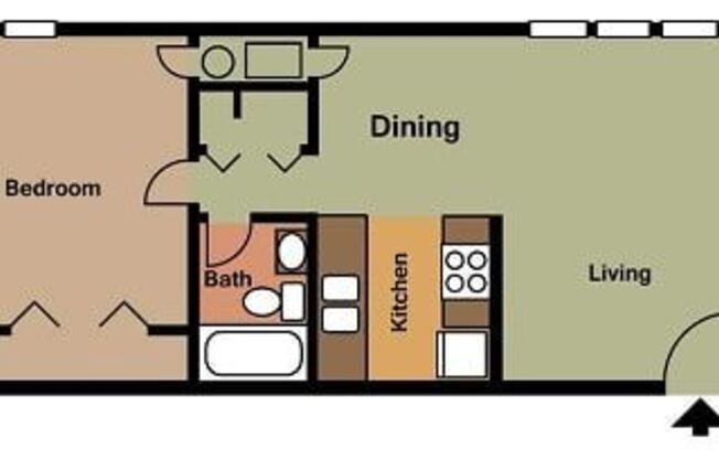 1 bed, 1 bath, 635 sqft, $749