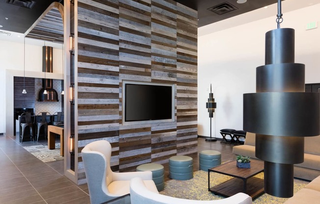 Pool table and tv area in newly renovated clubroom at Aventine, California, 94547