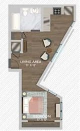 Studio, 1 bath, 494 sqft, $4,517