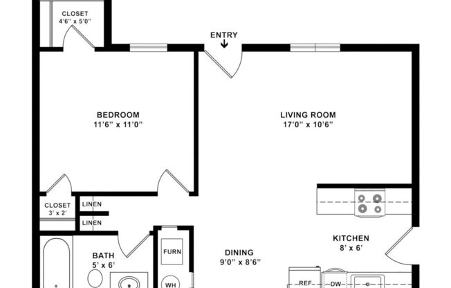 1 bed, 1 bath, 550 sqft, $1,192