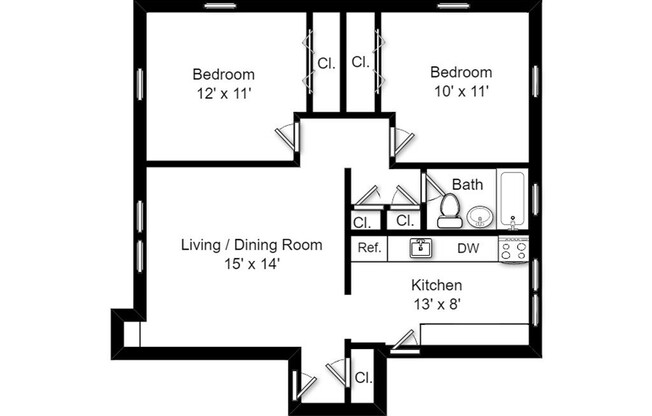 2 beds, 1 bath, 760 sqft, $2,500, Unit 5