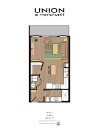 Studio, 1 bath, 560 sqft, $1,560