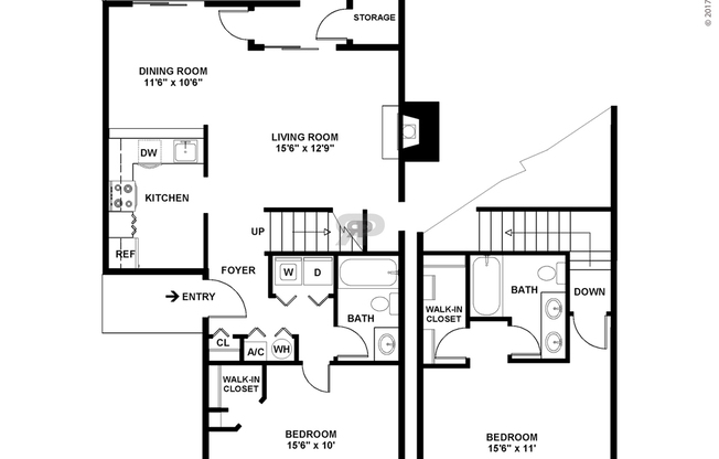 2 beds, 2 baths, 1,045 sqft, $1,843
