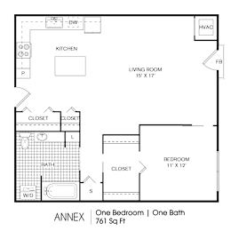 1 bed, 1 bath, 761 sqft, $1,256