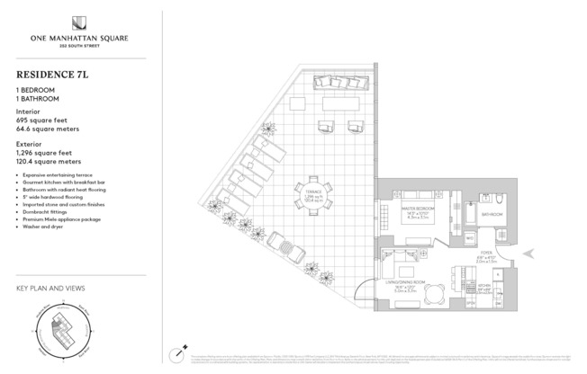 1 bed, 1 bath, 695 sqft, $7,050, Unit 7L