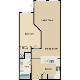 1 bed, 1 bath, 720 sqft, $2,064