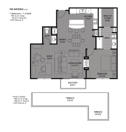 1 bed, 1.5 baths, 985 sqft, $2,069