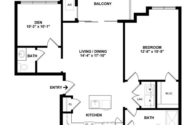 1 bed, 1.5 baths, $2,320, Unit 5307