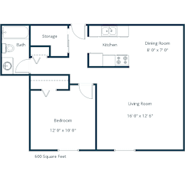 1 bed, 1 bath, 600 sqft, $975