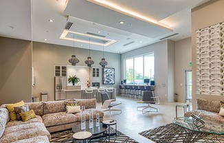 Clubroom seating at Helix apartments in Chesapeake VA