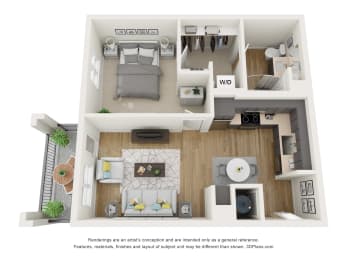 1 bed, 1 bath, 629 sqft, $1,657