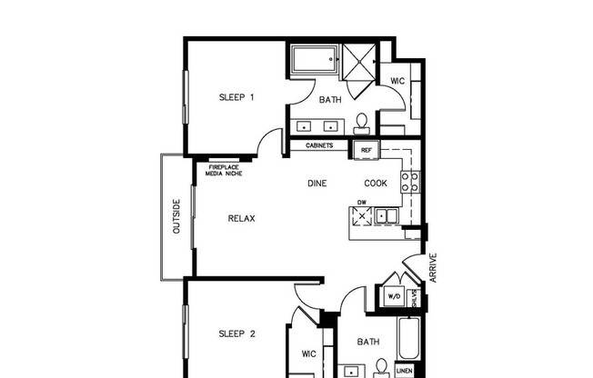 2 beds, 2 baths, $3,400, Unit 405